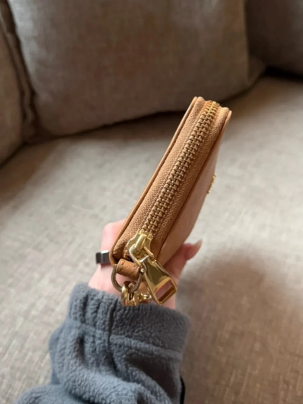 Tory Burch Caramel Leather Zip Wallet Wristlet